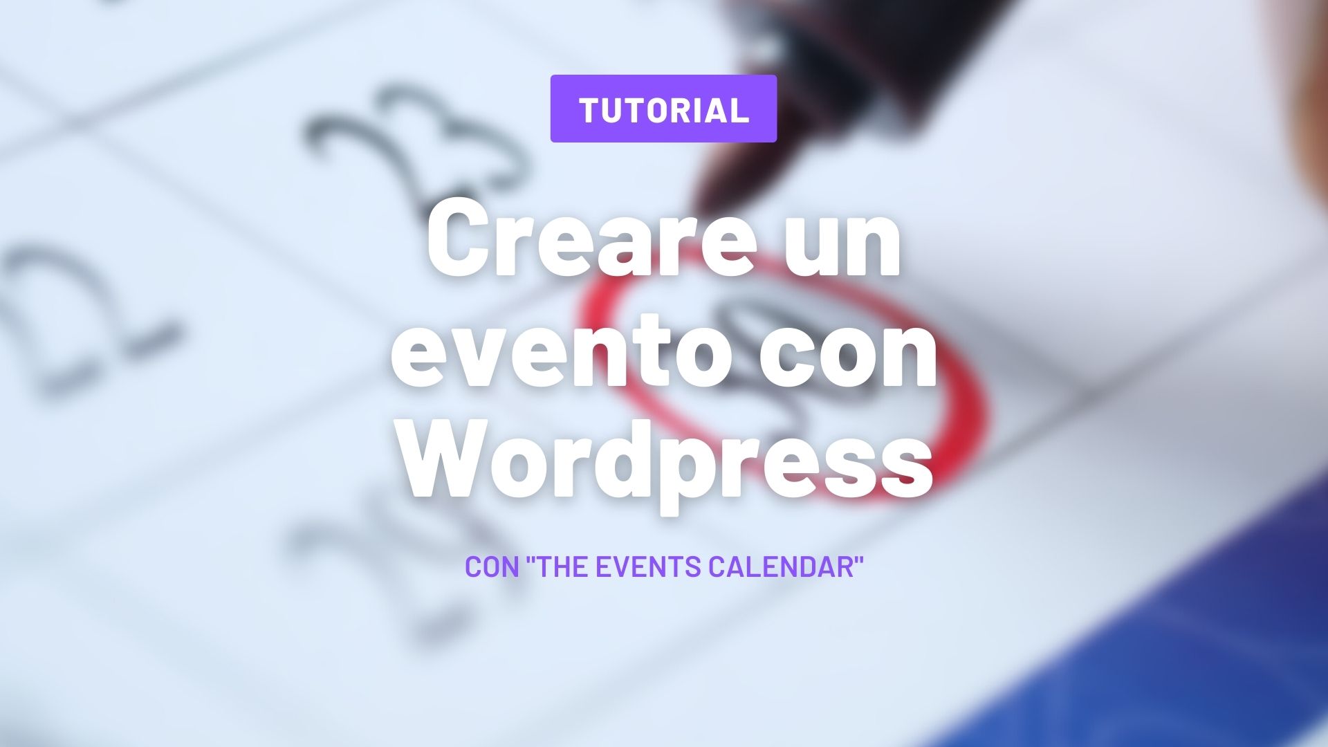 Creare un evento con WordPress tutorial